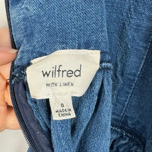 Aritzia Wilfred Hymne Linen Blend Apron Dress Preppy Cottage Farm Peasant Size 0 - Picture 9 of 12